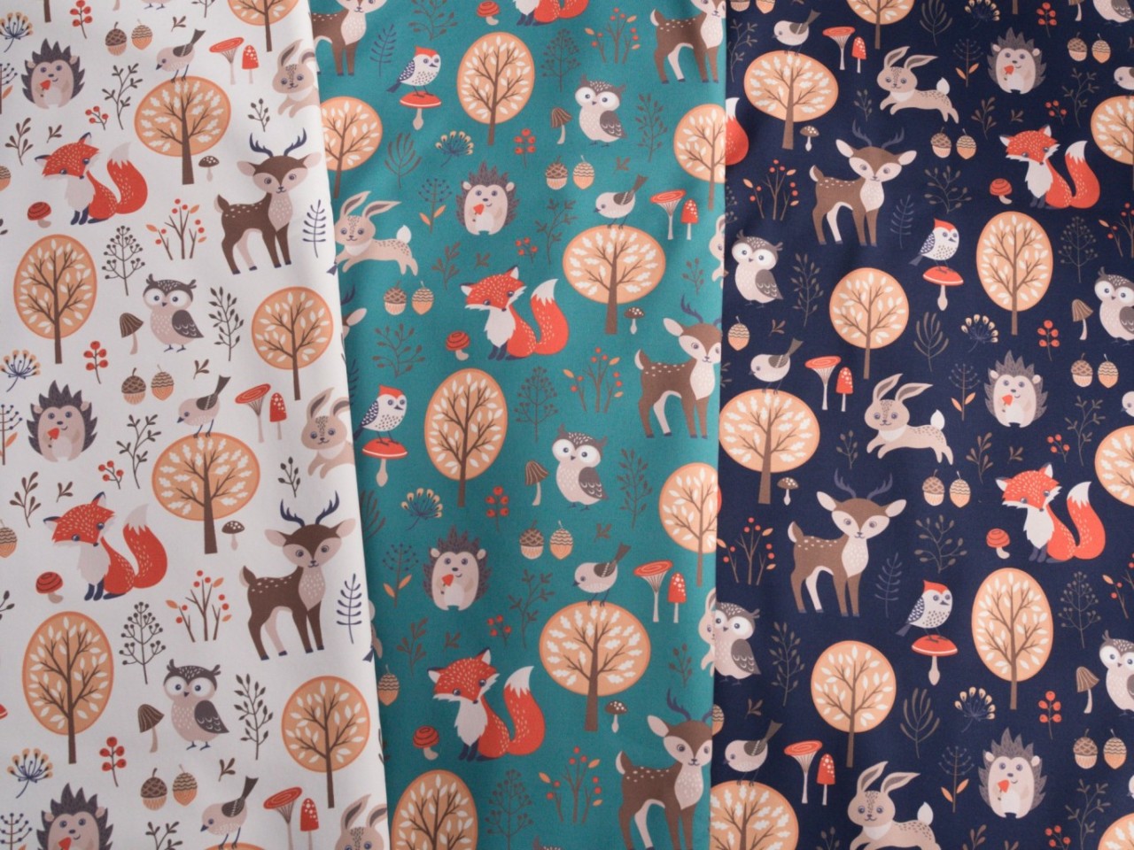 Softshell “Waldtiere” – #navy (Swafing) – Jerseymutti – Stoffe und