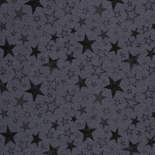 Alpenfleece „Stars” – #dunkelblau meliert – Jerseymutti – Stoffe
